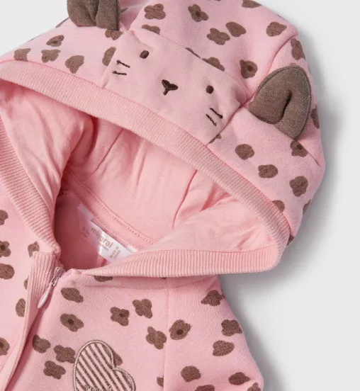 Mayoral Pink and Brown One Piece Hooded Bodysuit