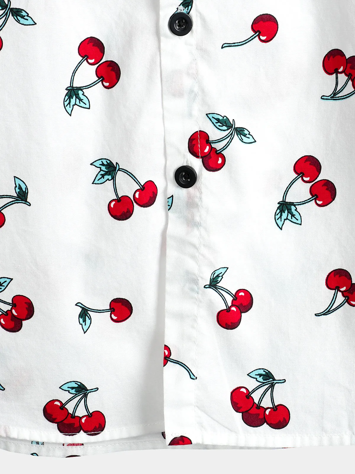 Men's Cherry Print Tropical Hawaiian Cotton Shirt