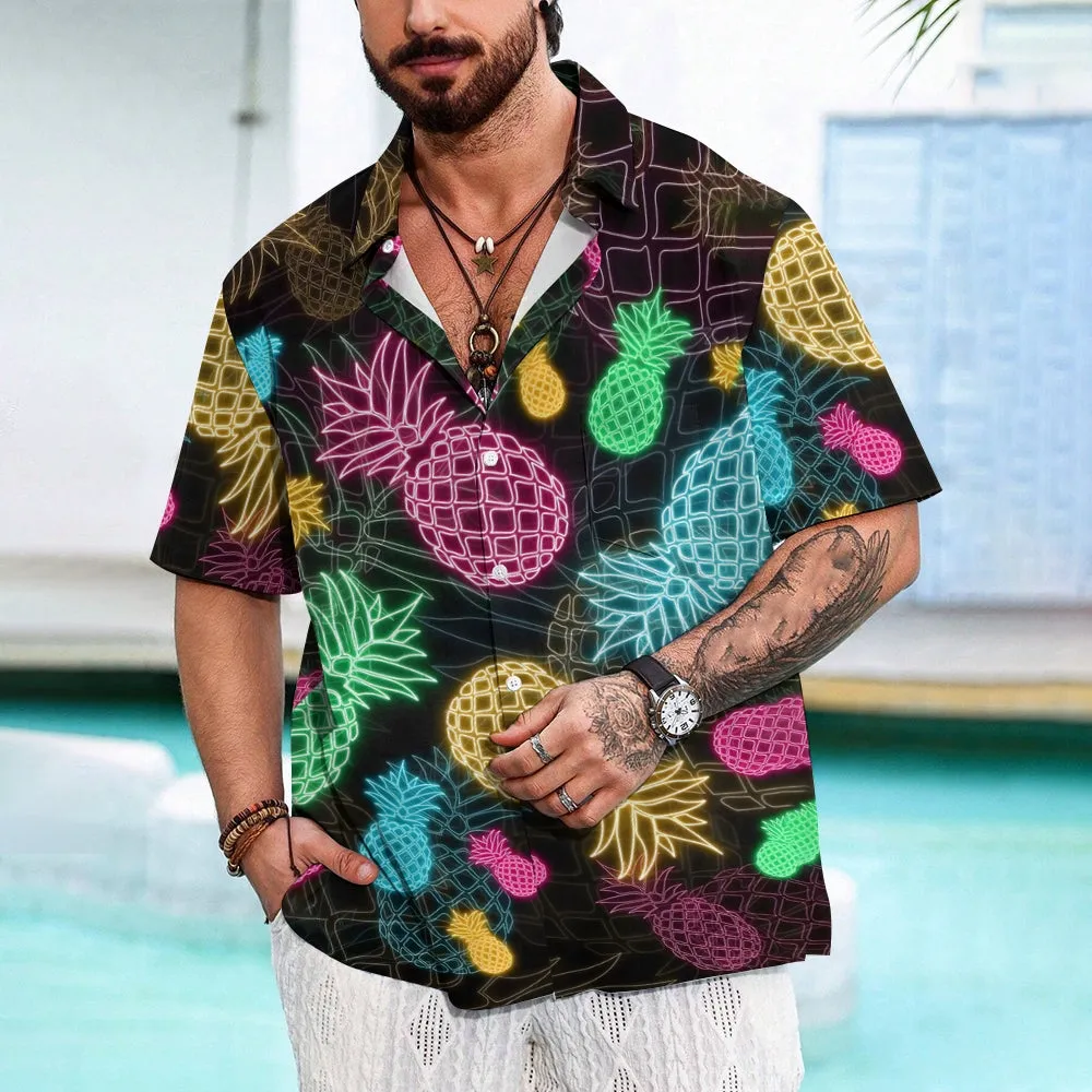Men's Fashion Pineapple Graphic Print Shirt 2406002478