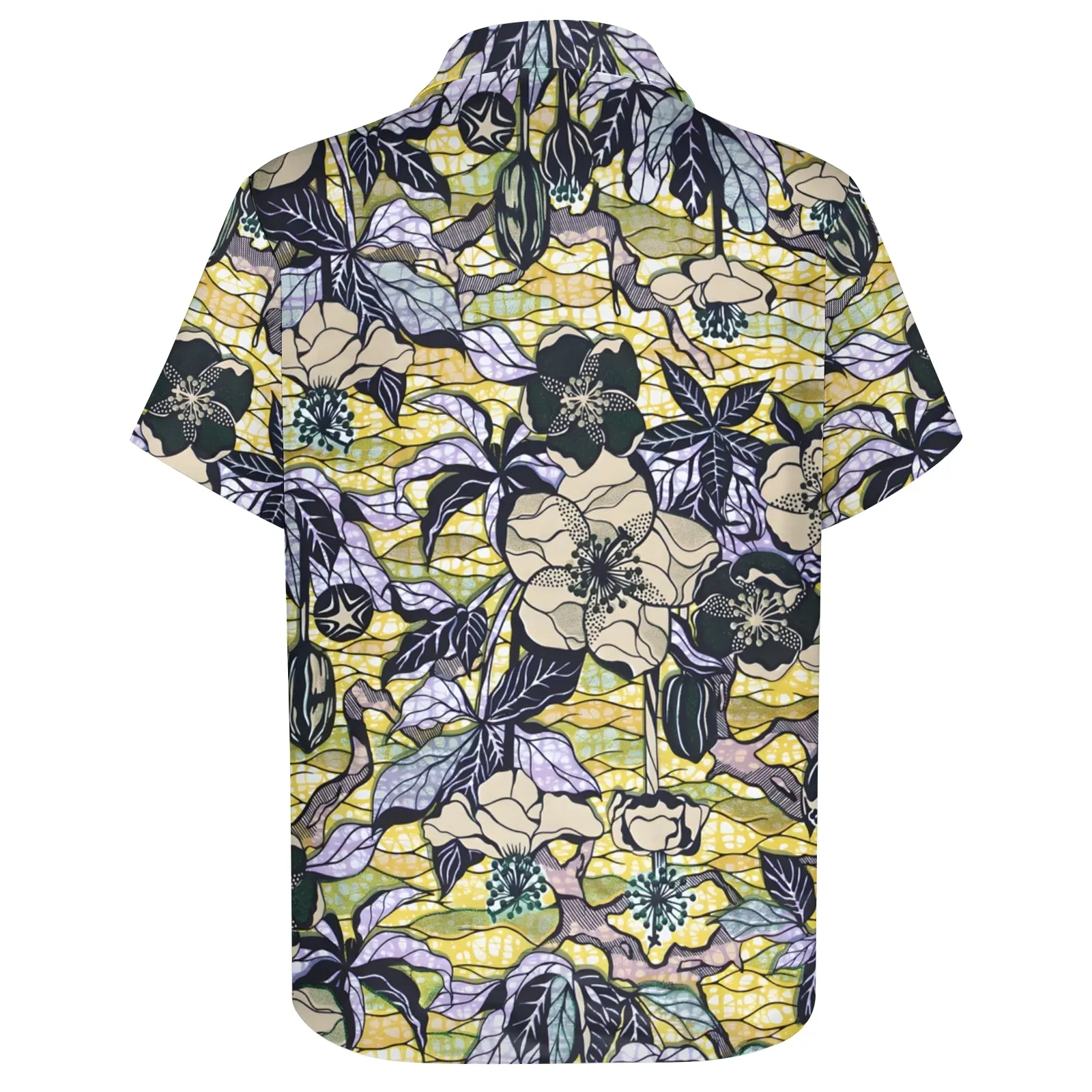 Men's Hawaiian Flowers Yellow Casual Short Sleeve Shirt 2403000384