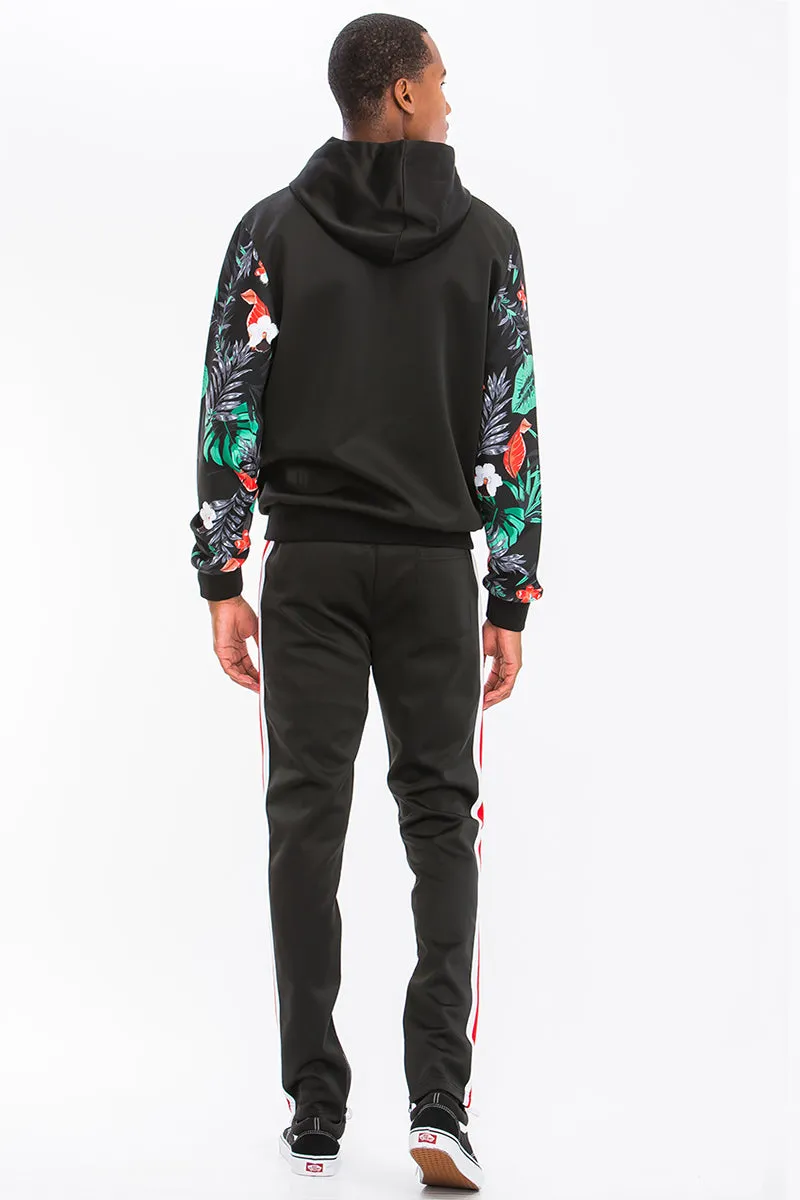 Men's Tropical Chevron Track Suit- Black