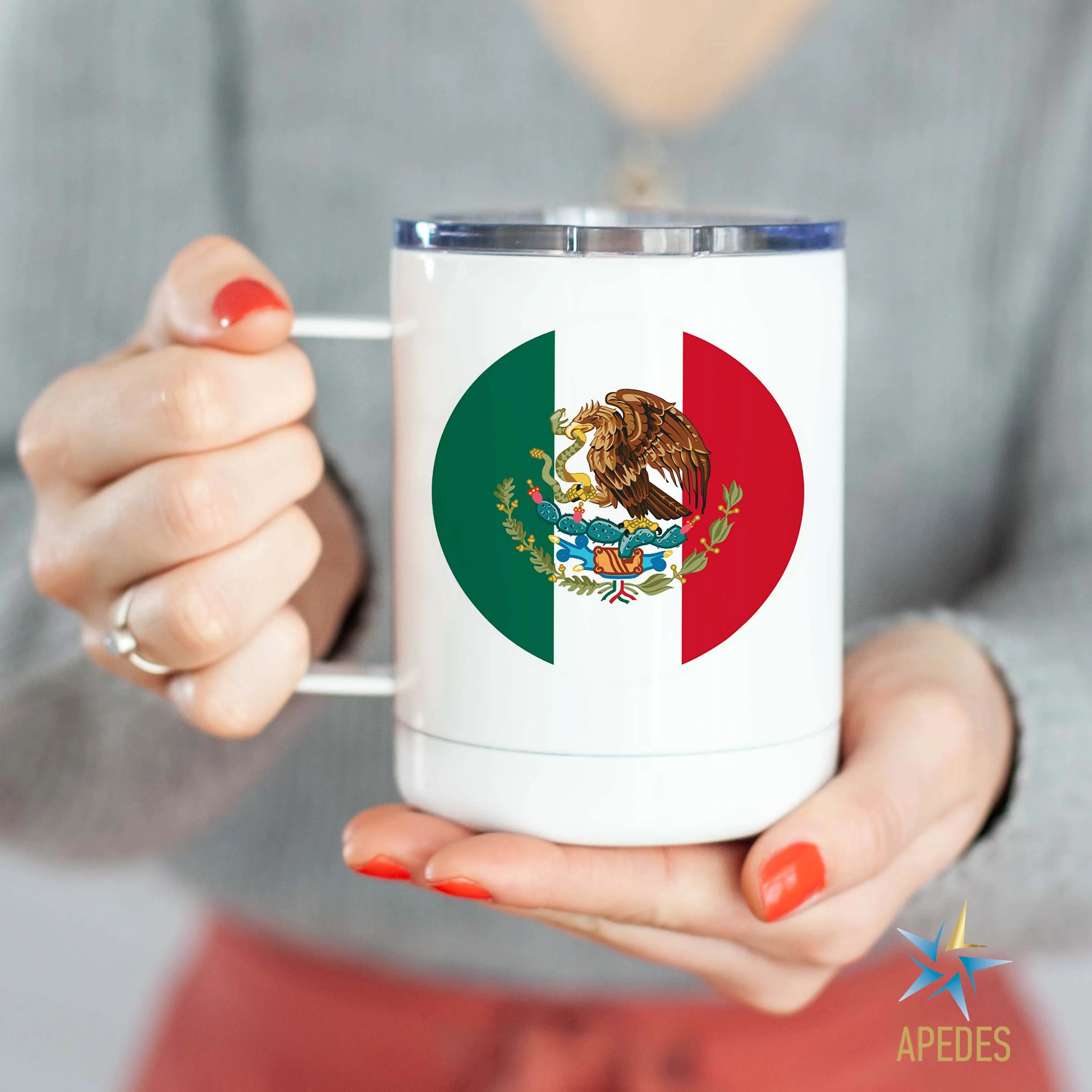 Mexico Flag Stainless Steel Travel Mug 13 OZ