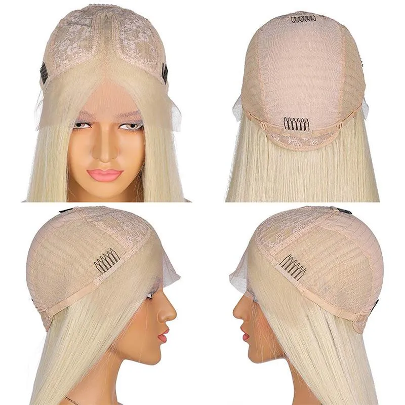 Mildwild T Part Synthetic Lace Wigs Straight Style High Quality Hair 613#