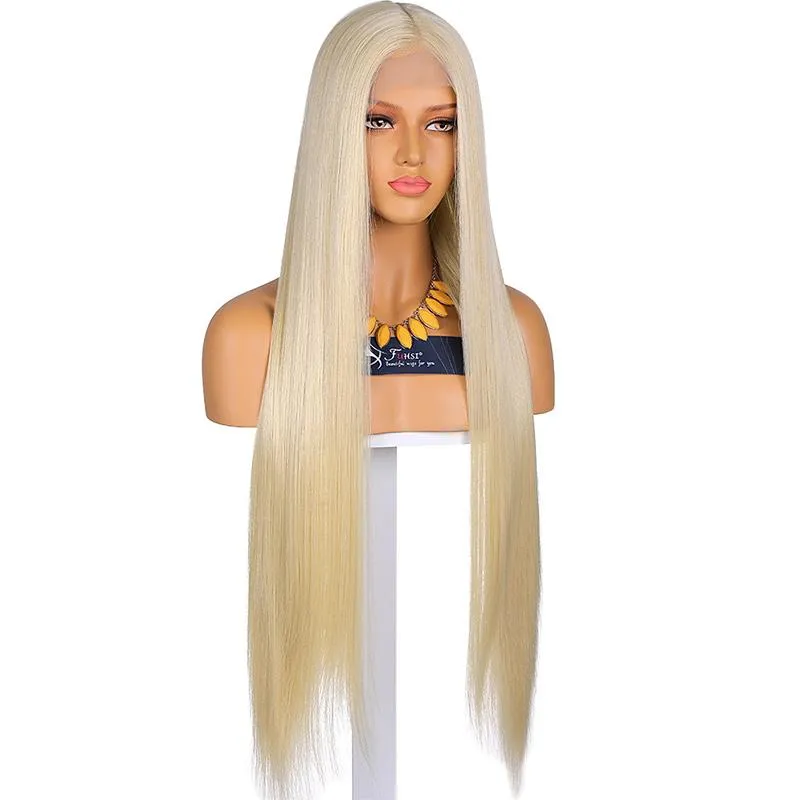 Mildwild T Part Synthetic Lace Wigs Straight Style High Quality Hair 613#