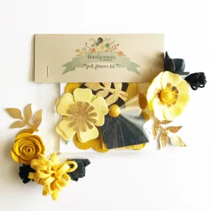 Mini Felt Flower Kit - Black   Gold