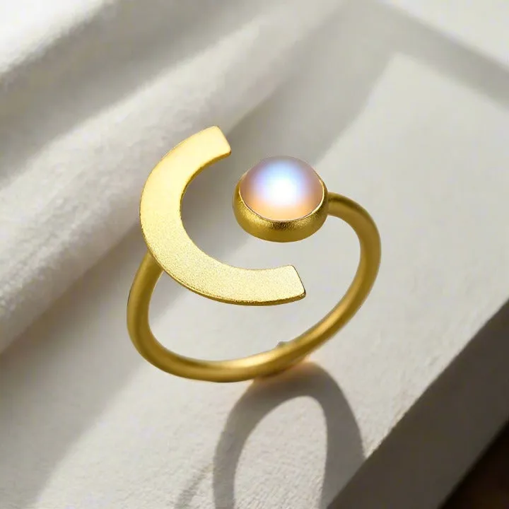 Minimalism Moonlight Adjustable Moonstone Ring