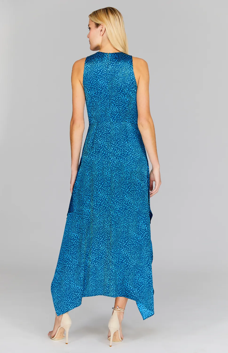 Modern Dot Fit & Flare Dress w/ Side Drape