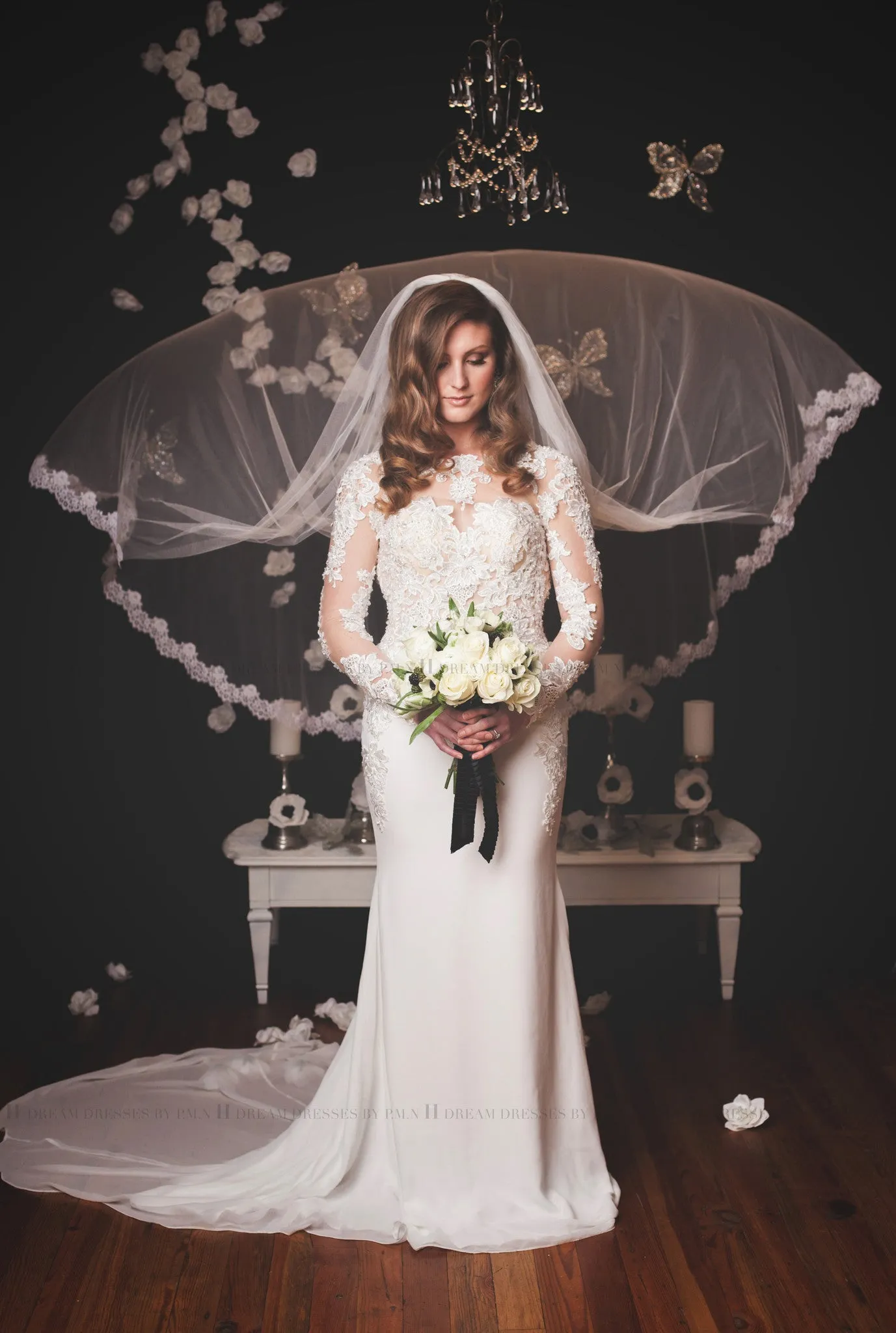 Modern Long Sleeve Wedding Dress With Key Hole Back (#Liz)