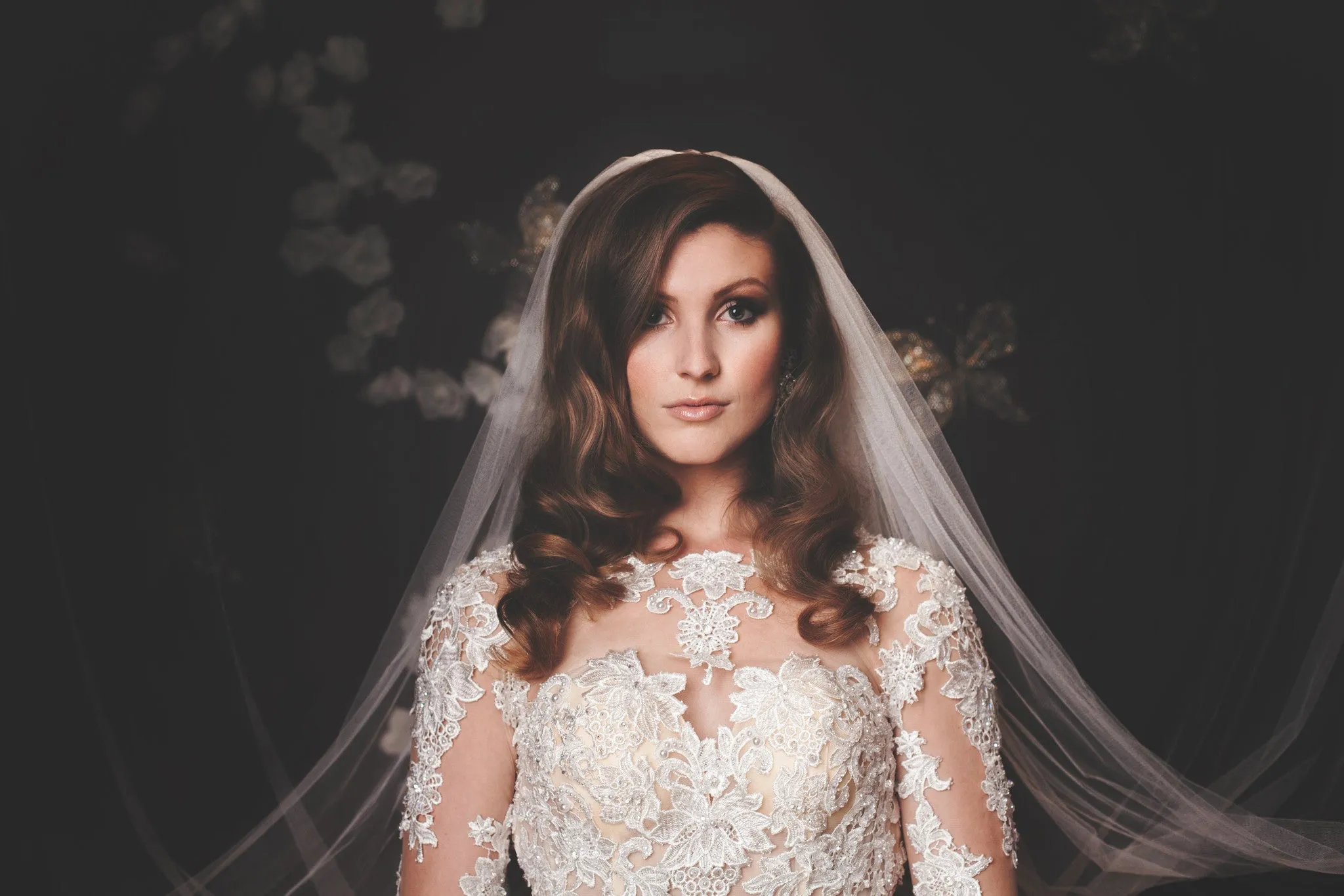 Modern Long Sleeve Wedding Dress With Key Hole Back (#Liz)