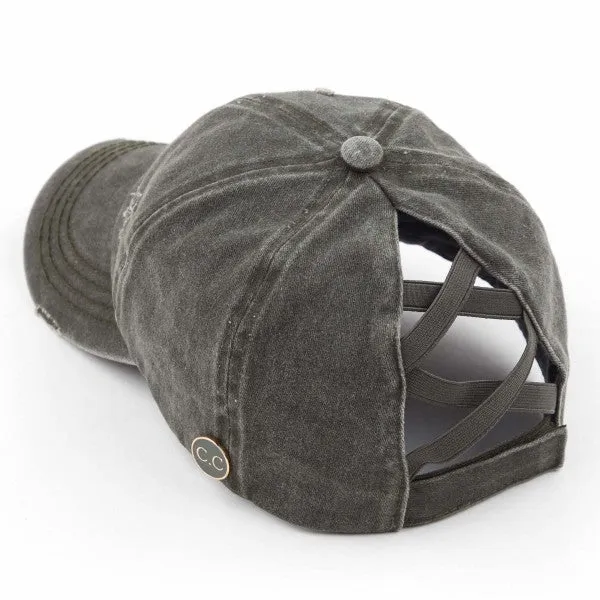 Monogram Hat - Criss Cross Back