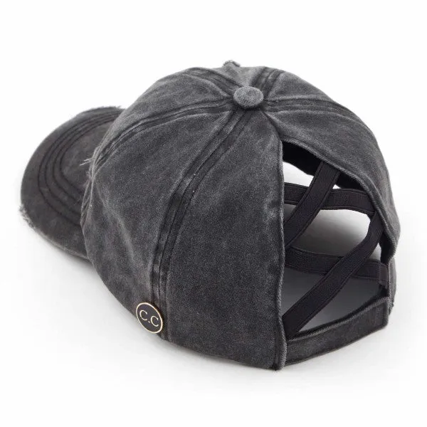 Monogram Hat - Criss Cross Back