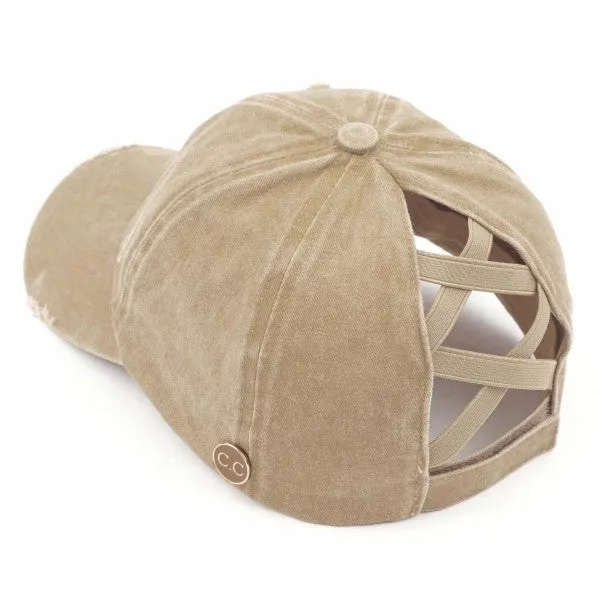 Monogram Hat - Criss Cross Back