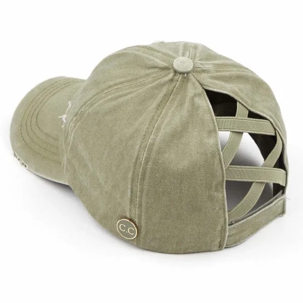 Monogram Hat - Criss Cross Back