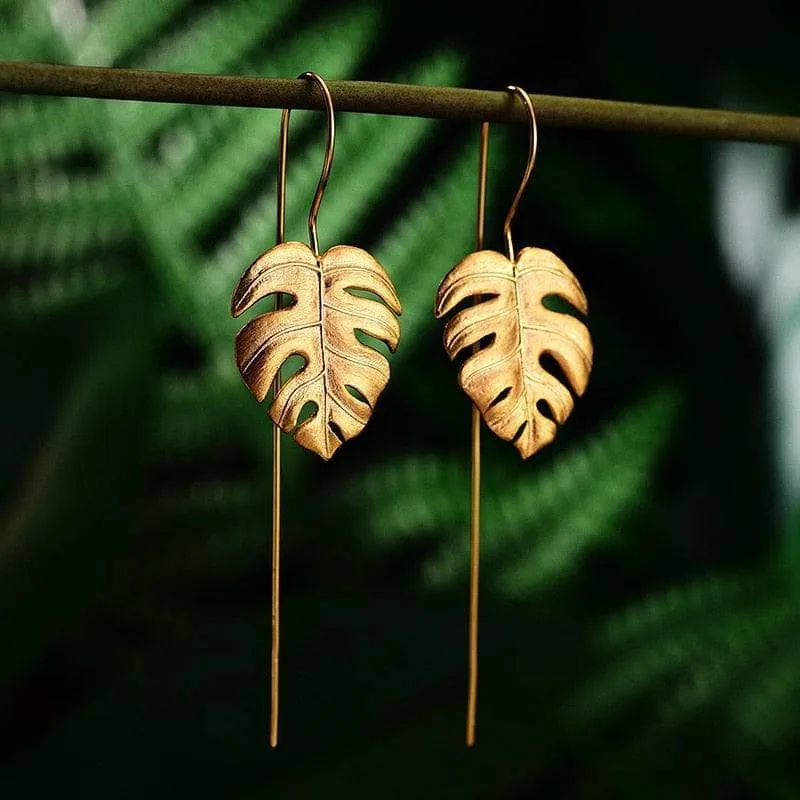 Monstera Leaves Drop Earrings
