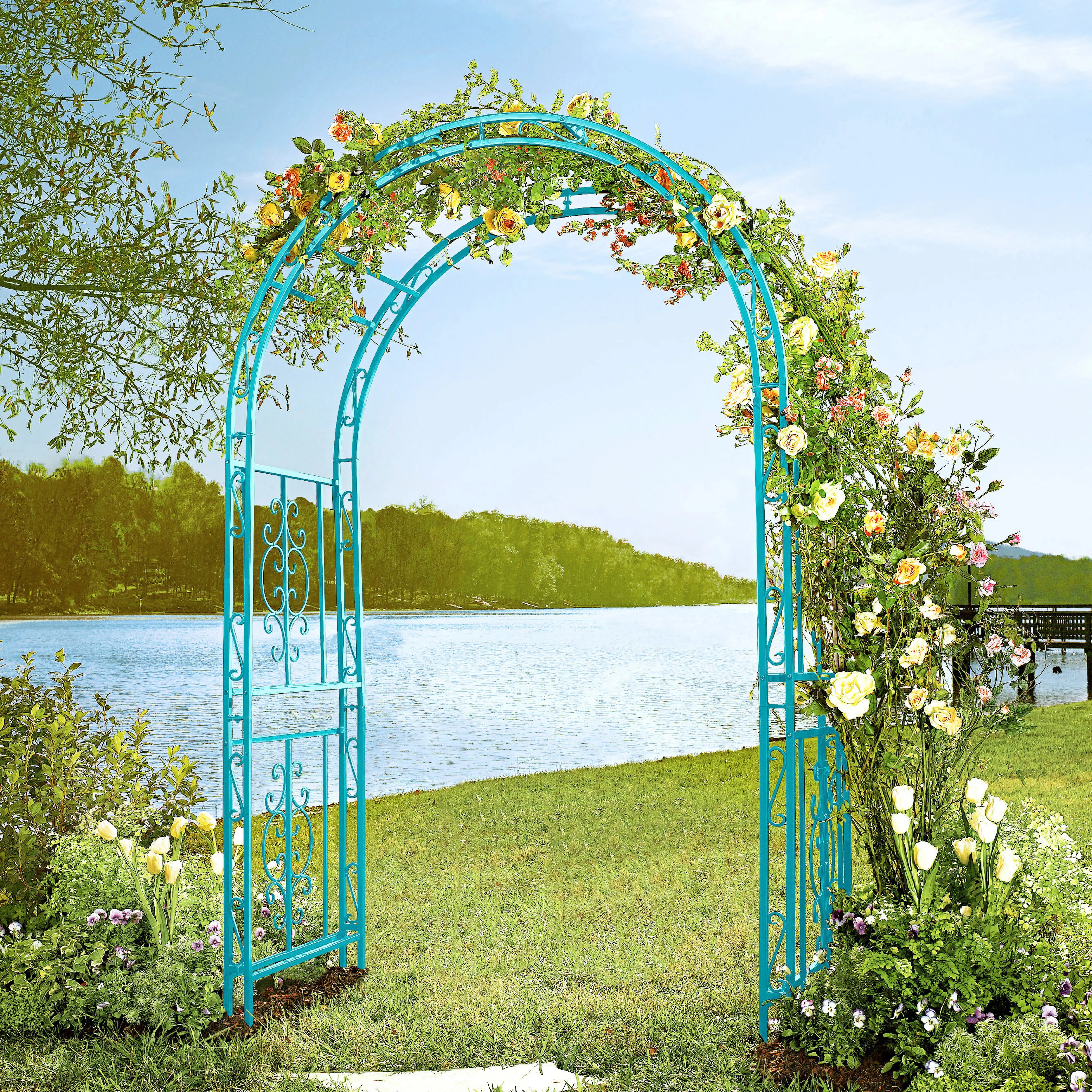 Montebello Iron Garden Arbor, Coastal Blue,47m2352bl