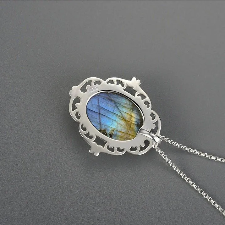 Natural Labradorite Vintage Pendant