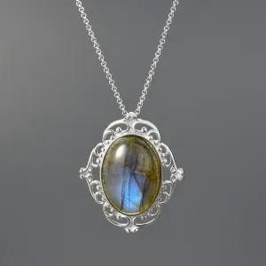 Natural Labradorite Vintage Pendant