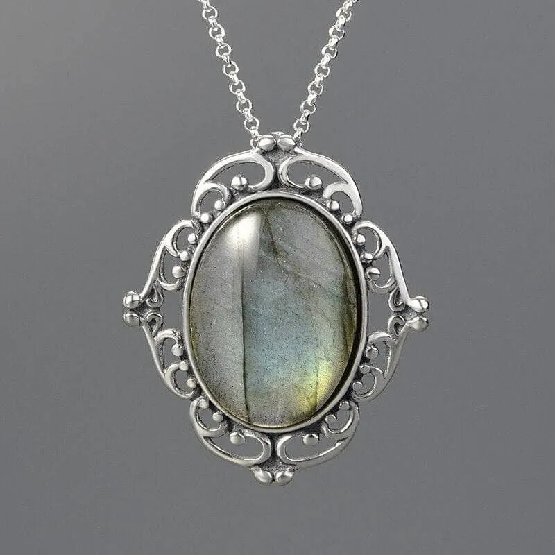 Natural Labradorite Vintage Pendant