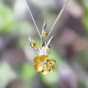 Natural Pearl Winter Blossom & Snow Flower Necklace