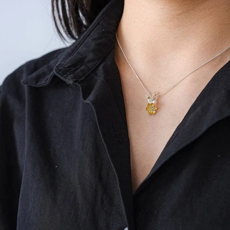 Natural Pearl Winter Blossom & Snow Flower Necklace