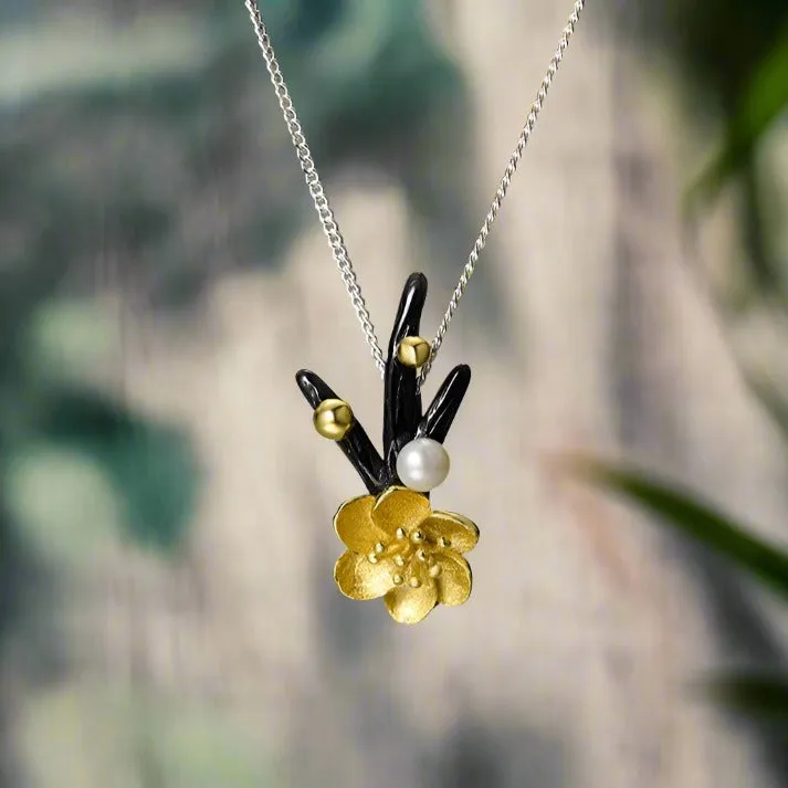 Natural Pearl Winter Blossom & Snow Flower Necklace