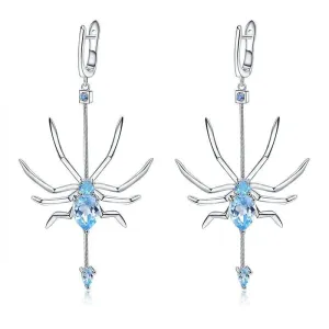 Natural Sky Blue Topaz Spider Vintage Drop Earrings