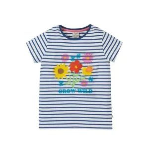 Navy Blue Breton / Grow Wild Elise Applique T-Shirt - 1 Left Size 9-10 years