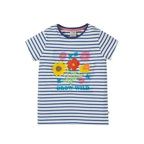 Navy Blue Breton / Grow Wild Elise Applique T-Shirt - 1 Left Size 9-10 years