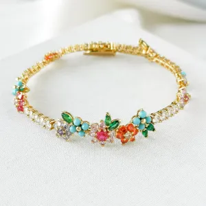 New Bloom Tennis Gold Bracelet