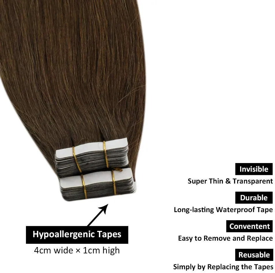New Ugeat Tape in Extensions 22inch Remy Hair Extensions 50g 20pcs, Real Human Hair #4 Dark Brown! Retails $80 