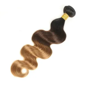 Ombre Black & Brown & Blonde Body Wave 100% Virgin Hair Wig