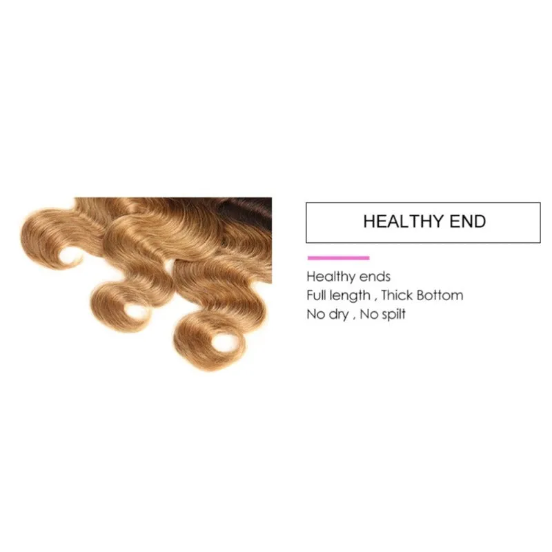 Ombre Black & Brown & Blonde Body Wave 100% Virgin Hair Wig