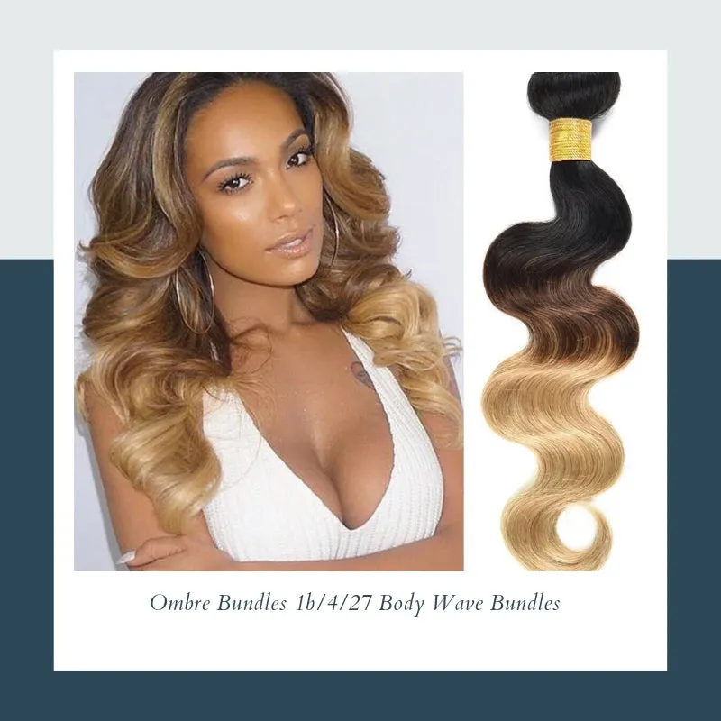 Ombre Black & Brown & Blonde Body Wave 100% Virgin Hair Wig