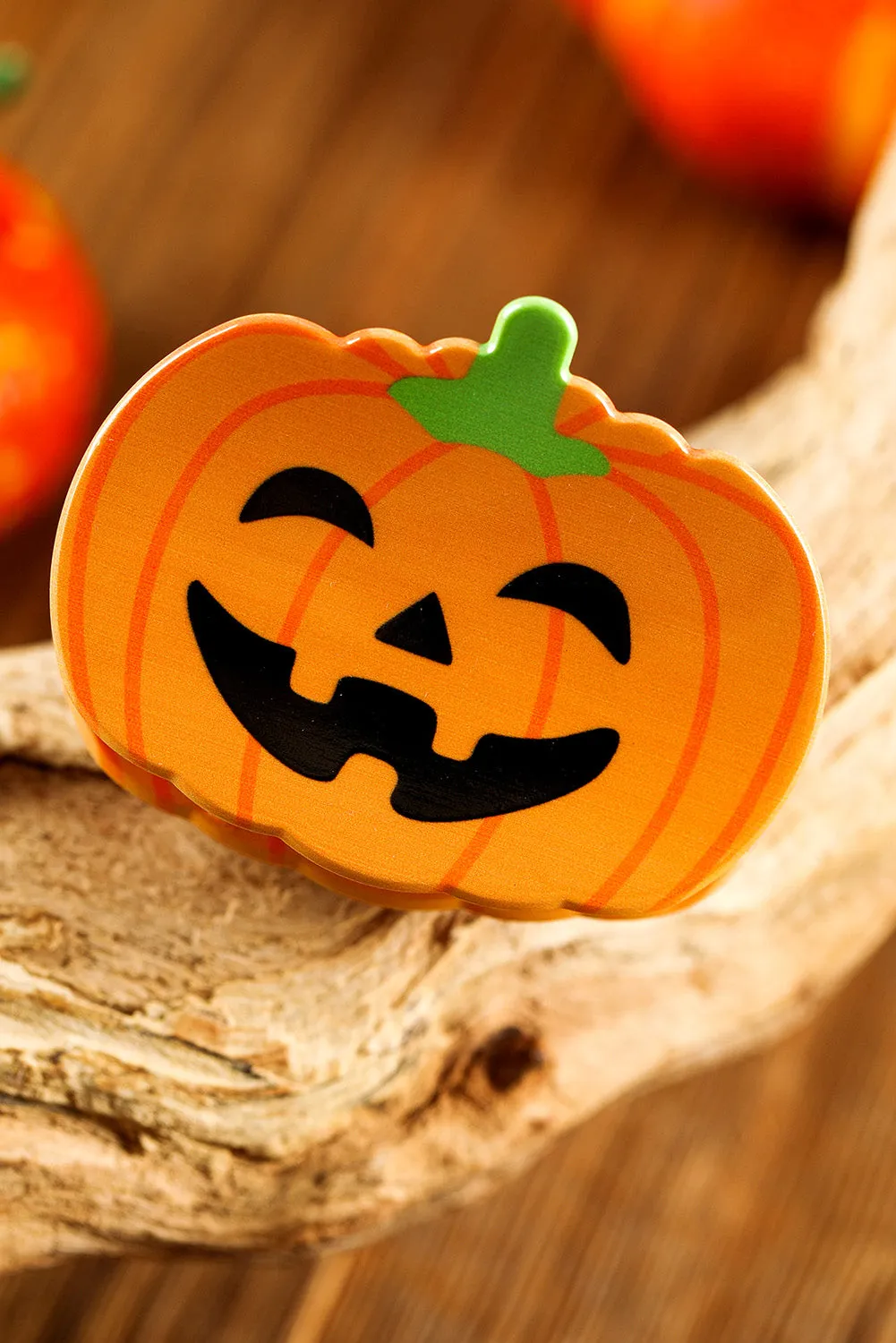 Orange Halloween Pumpkin Face Hair Claw