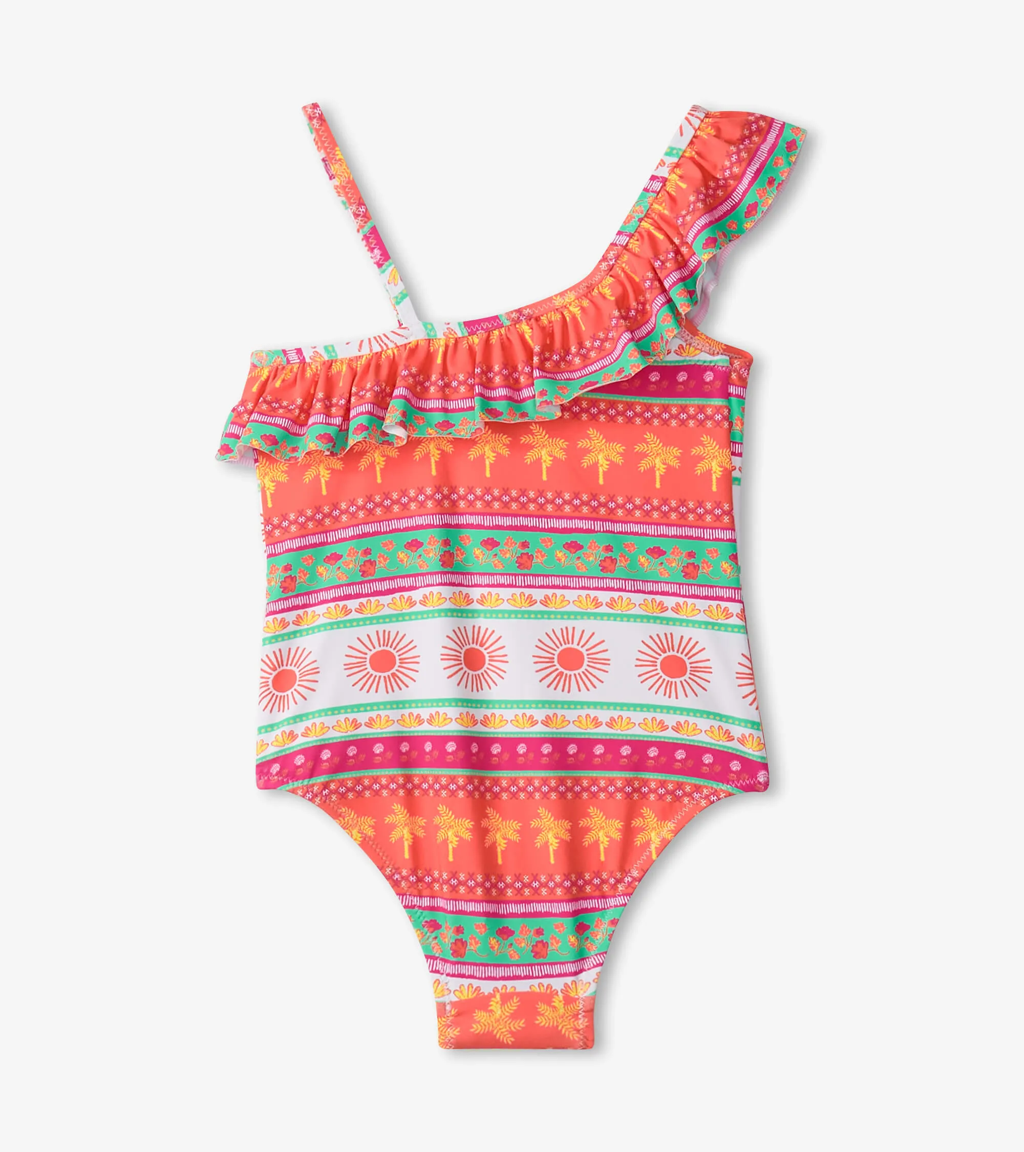 Ornate Tropical Ruffle Trim Swimsuit | Hatley