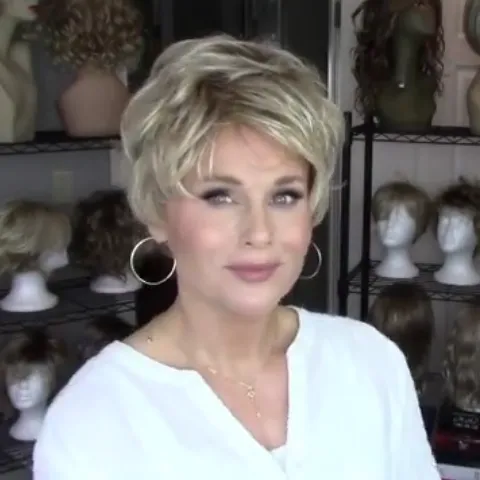 Personality sand gold short wig (Hair root black)