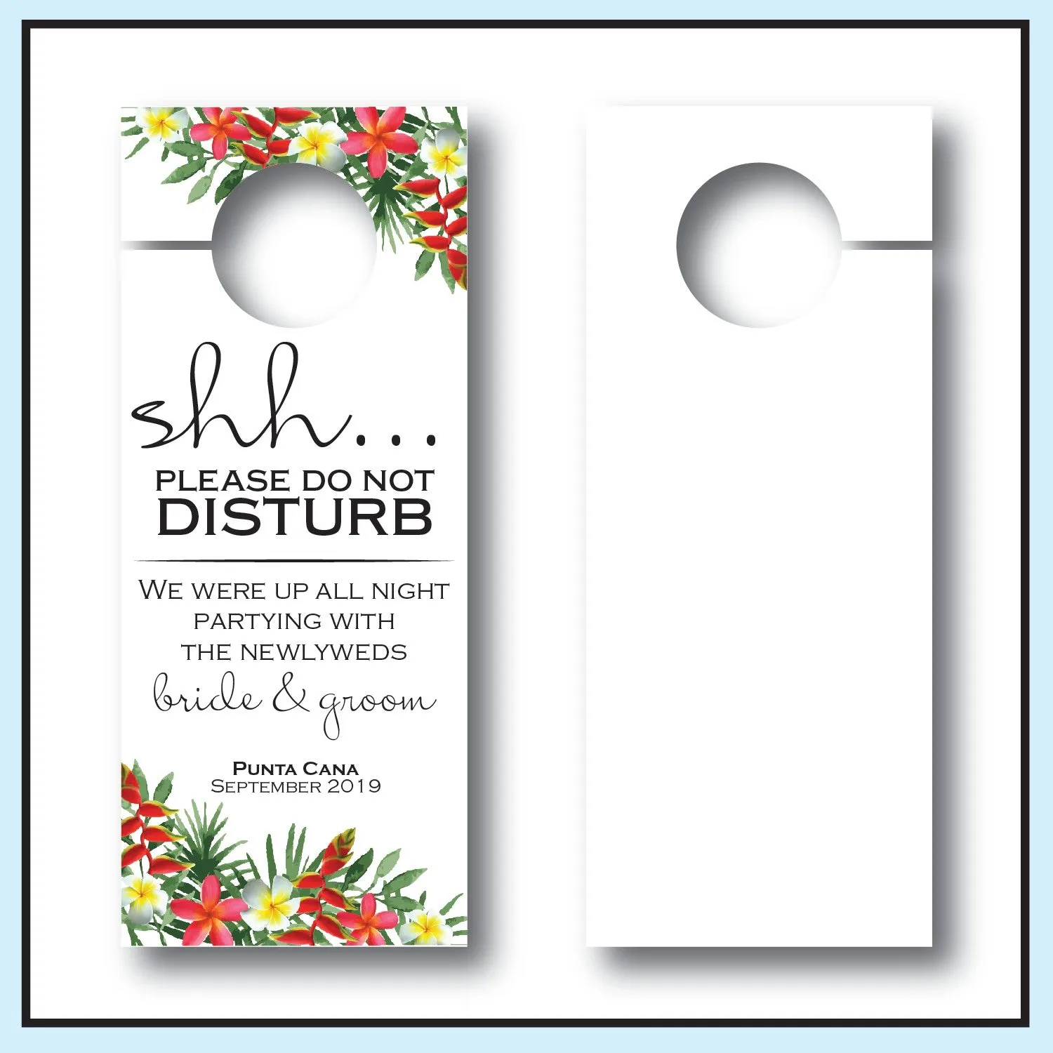 Personalized Wedding Door Hangers - Tropical