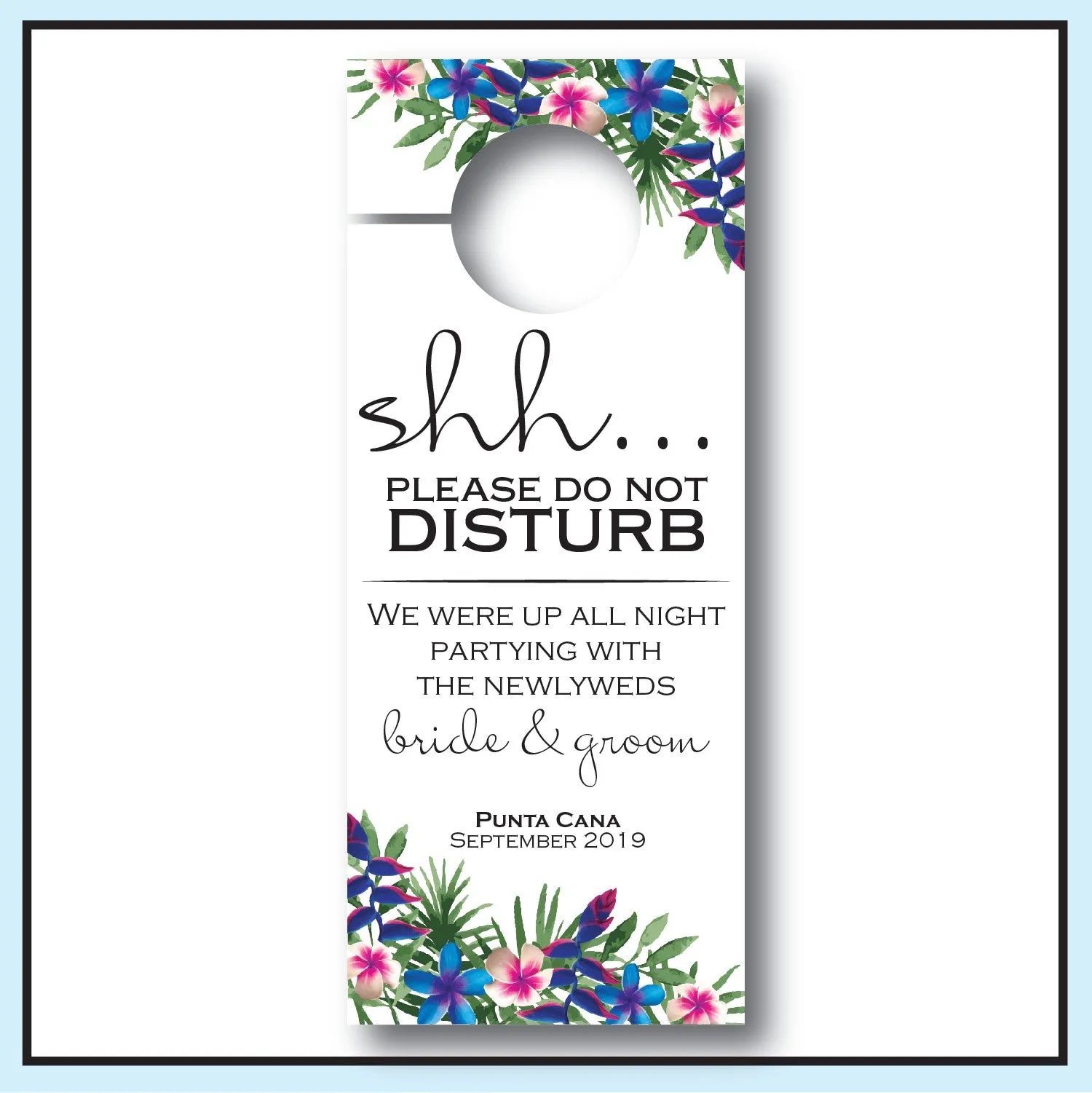 Personalized Wedding Door Hangers - Tropical