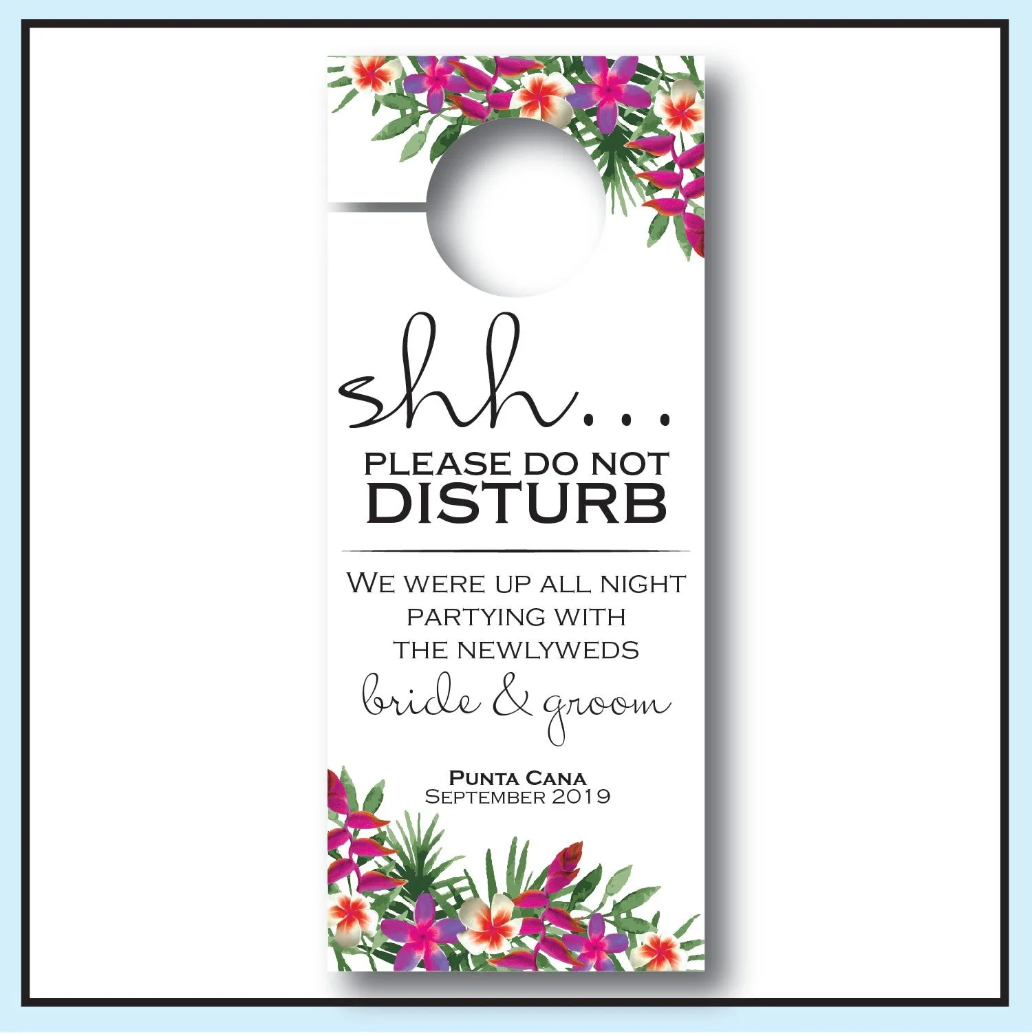 Personalized Wedding Door Hangers - Tropical