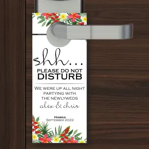 Personalized Wedding Door Hangers - Tropical