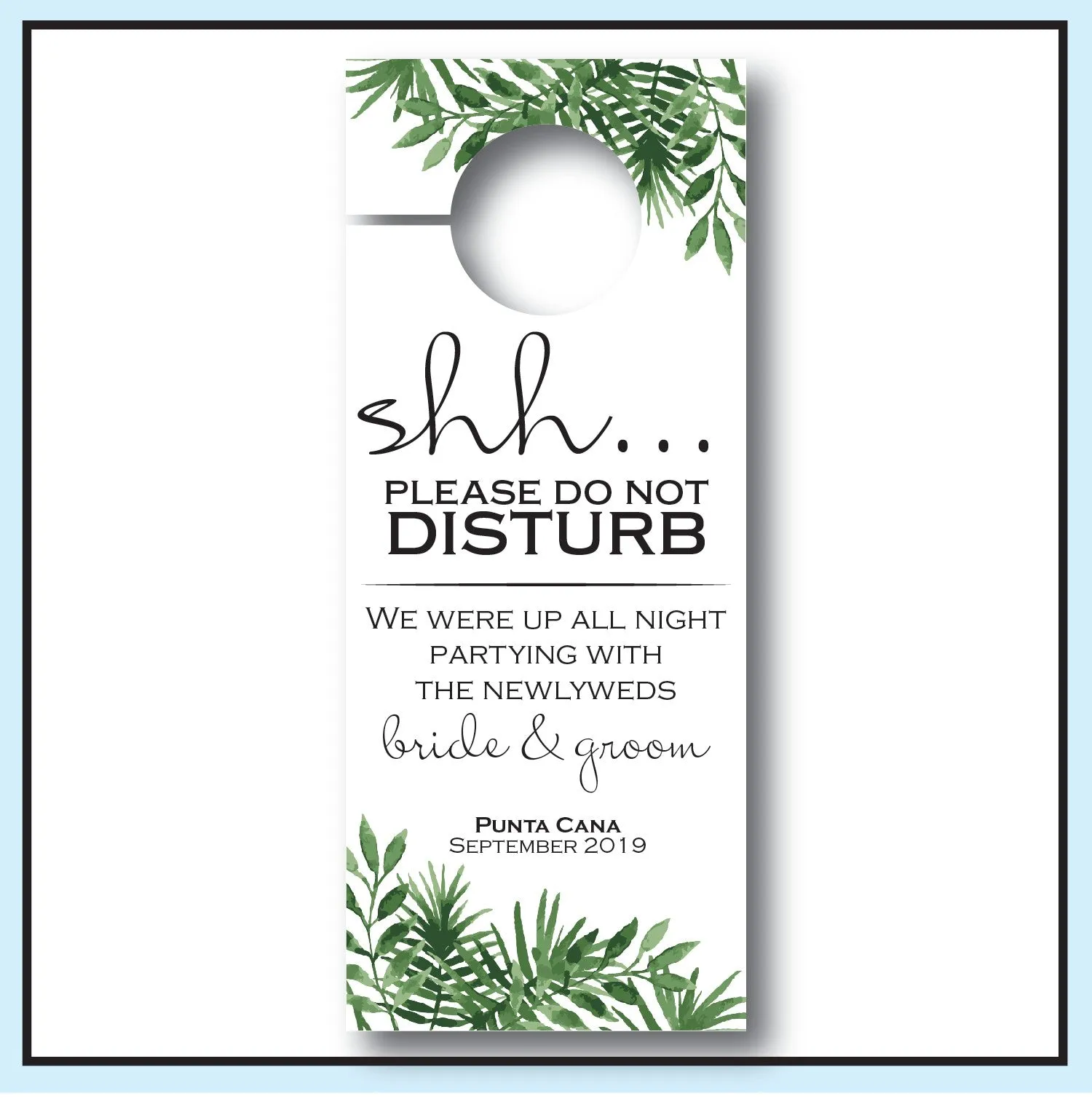 Personalized Wedding Door Hangers - Tropical