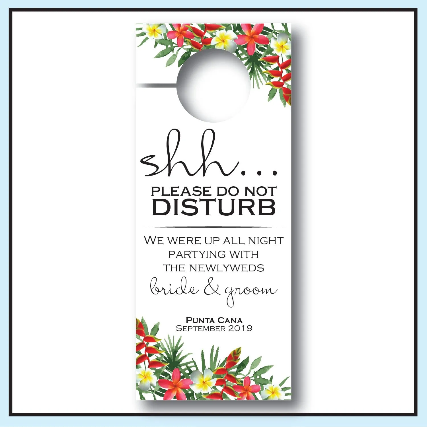 Personalized Wedding Door Hangers - Tropical