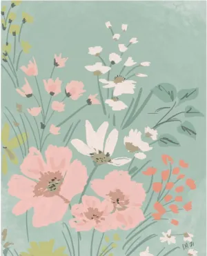 PINK & TEAL FLOWERS - Art Print