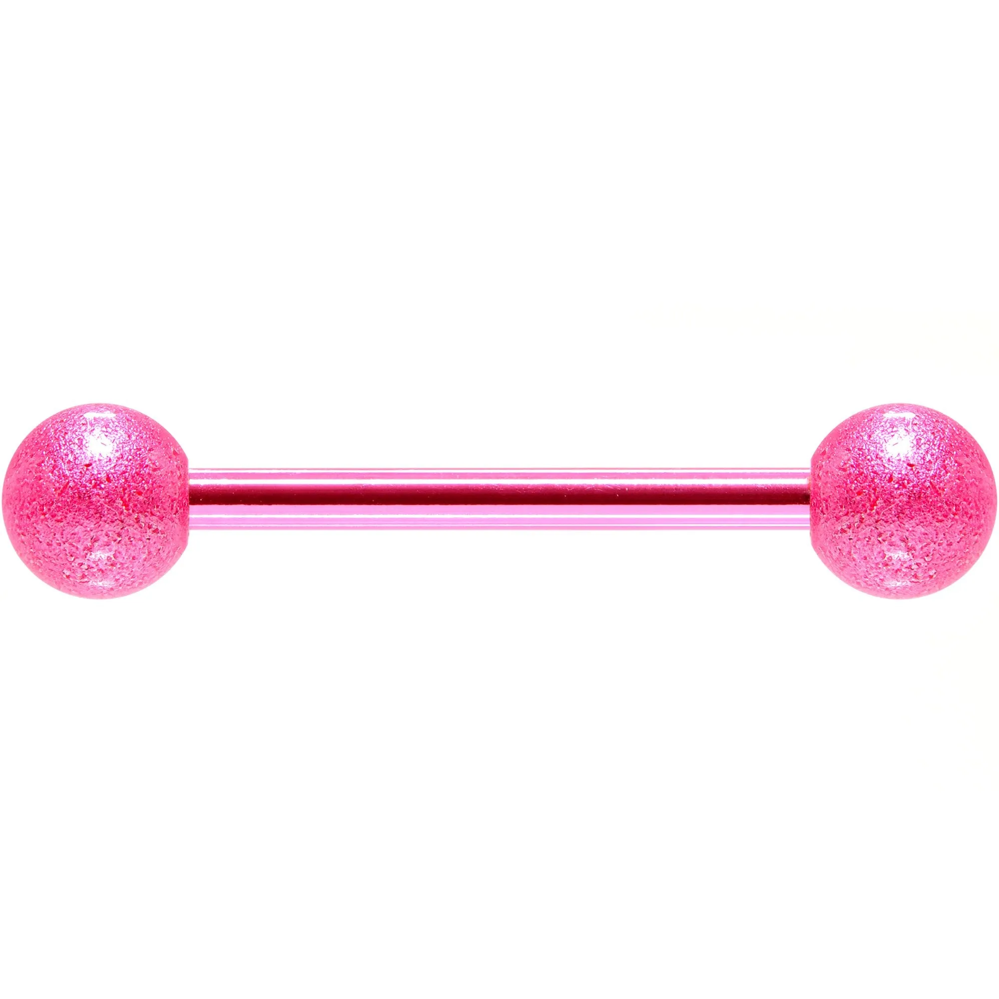 Pink Color PVD Sandblasted Barbell Tongue Ring