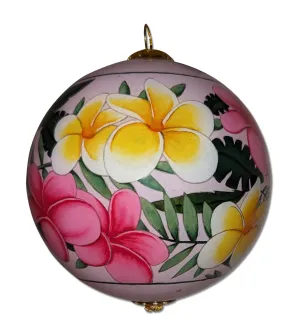 Pink Plumeria Christmas Hawaiian Ornament