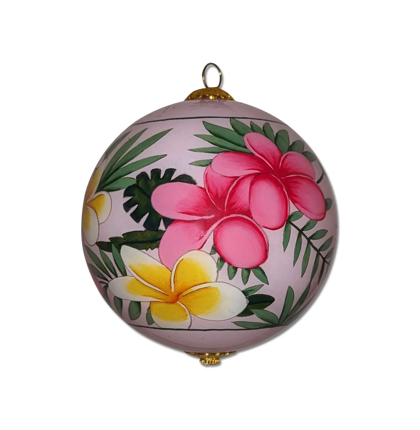 Pink Plumeria Christmas Hawaiian Ornament