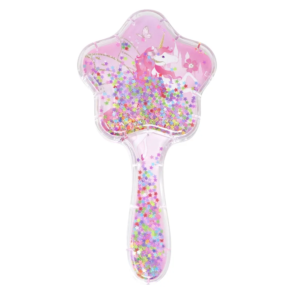 Pink Poppy Unicorn Princess and Rainbow Butterfly Hair Brush