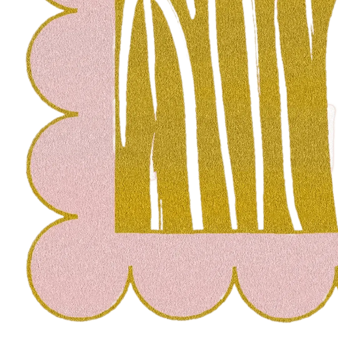 Pink Scalloped Contemporary Art Hand Tufted Rug