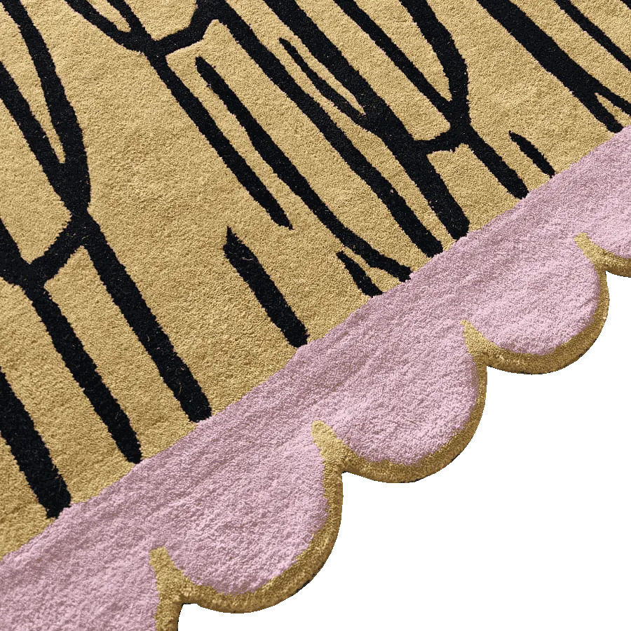Pink Scalloped Contemporary Art Hand Tufted Rug