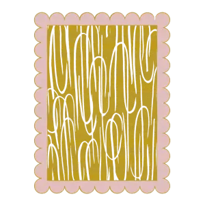 Pink Scalloped Contemporary Art Hand Tufted Rug